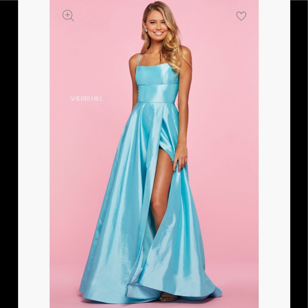 PINK SHERRI HILL 53531 Long Straight-Across Lace Up A-Line Dress! NEVER WORN!